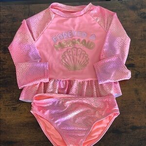 Magic Pink Shimmer Rashguard Swim Set